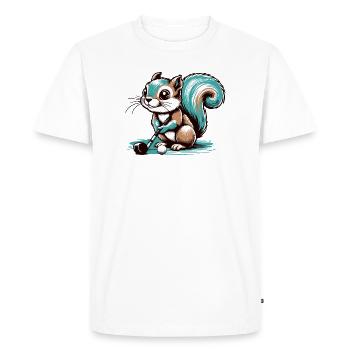 Cute cartoon squirrel playing golf - Men's Premium Organic T-Shirt - white - Front - Nico (187cm)