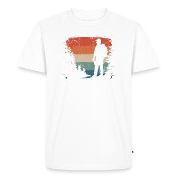 Hiker Silhouette Against Sunset Stripes - Men's Premium Organic T-Shirt - white - Front - Nico (187cm)
