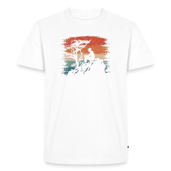 Coucher de soleil Silhouette Falaise - T-shirt Premium bio Homme - blanc - Devant - Nico (187cm)