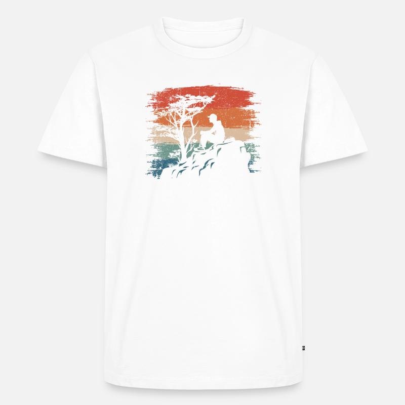 Sunset Cliff Silhouette - Männer Premium Bio T-Shirt - Weiß