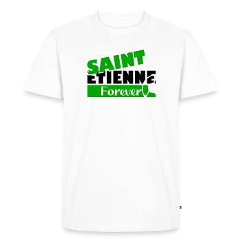 Saint Etienne Forever Bold Logo Tee - T-shirt Premium bio Homme - blanc - Devant - Nico (187cm)