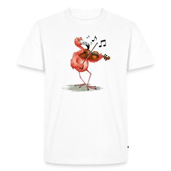Flamant rose violoniste - T-shirt Premium bio Homme - blanc - Devant - Nico (187cm)