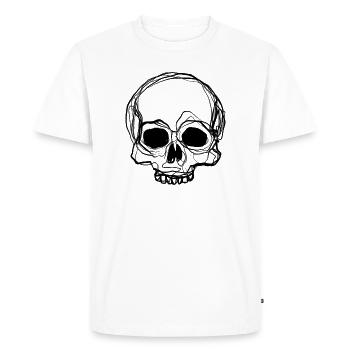 Crâne - Dessin au crayon - T-shirt Premium bio Homme - blanc - Devant - Nico (187cm)