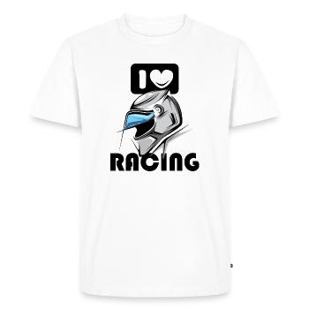 J’aime le casque de course Logo de course de moto de voiture - T-shirt Premium bio Homme - blanc - Devant - Nico (187cm)