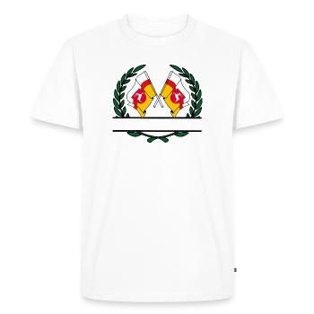 Drapeaux Lubin couronne de laurier bannière - T-shirt Premium bio Homme - blanc - Devant - Nico (187cm)