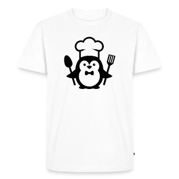 Penguin Chef Silhouette Minimalist with Spoon - Men's Premium Organic T-Shirt - white - Front - Nico (187cm)