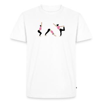 Power yoga dans la salle de sport rose - T-shirt Premium bio Homme - blanc - Devant - Nico (187cm)