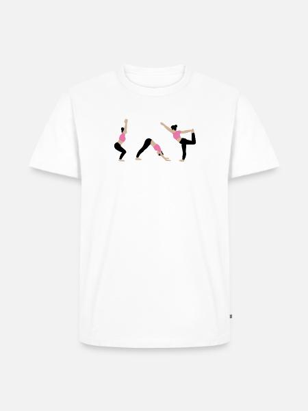 Power-Yoga im Fitnessstudio pink - Männer Premium Bio T-Shirt - Weiß