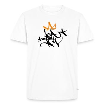 Graffiti Tag Enterrement de vie de garçon Crew King 02 2C - T-shirt Premium bio Homme - blanc - Devant - Nico (187cm)