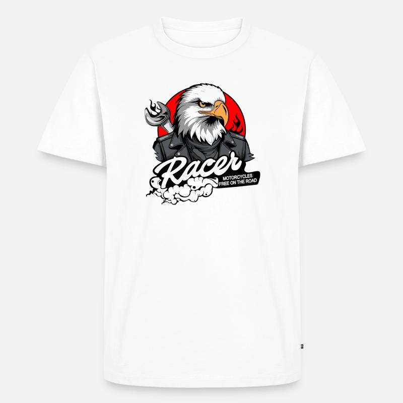 BIKER EAGLE - Männer Premium Bio T-Shirt - Weiß