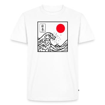 Japan Big Wave Kanagawa Zen T Shirt - Men's Premium Organic T-Shirt - white - Front - Nico (187cm)