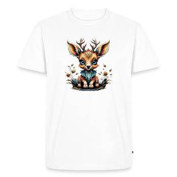 Cute deer in the style of cartoons. - Men's Premium Organic T-Shirt - white - Front - Nico (187cm)