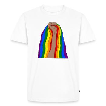 Raise your fist and be proud - Men's Premium Organic T-Shirt - white - Front - Nico (187cm)