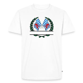 Drapeaux province de Luxembourg Belgique couronne de laurier - T-shirt Premium bio Homme - blanc - Devant - Nico (187cm)