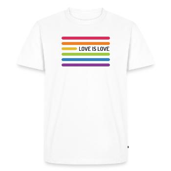 Mois de la fierté LGBT - Love is Love - T-shirt Premium bio Homme - blanc - Devant - Nico (187cm)