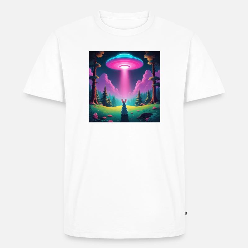 UFO mit Hase - Männer Premium Bio T-Shirt - Weiß