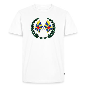 Drapeaux de Flandre occidentale en couronne de laurier - T-shirt Premium bio Homme - blanc - Devant - Nico (187cm)