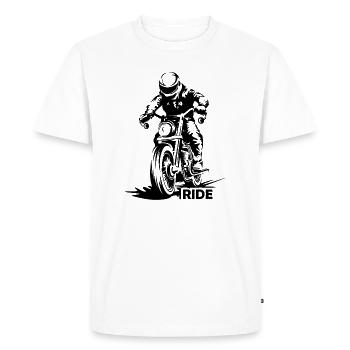 Course de Moto Caferacer Ride Biker Streetfighter - T-shirt Premium bio Homme - blanc - Devant - Nico (187cm)