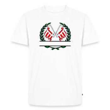 Drapeaux Jura Suisse couronne de laurier bannière - T-shirt Premium bio Homme - blanc - Devant - Nico (187cm)