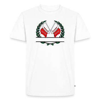 Drapeaux Valais Suisse couronne de laurier bannière - T-shirt Premium bio Homme - blanc - Devant - Nico (187cm)