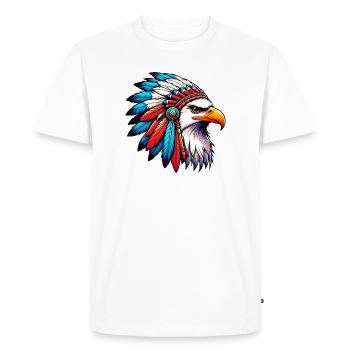 Aigle amérindien Peau rouge américaine - T-shirt Premium bio Homme - blanc - Devant - Nico (187cm)