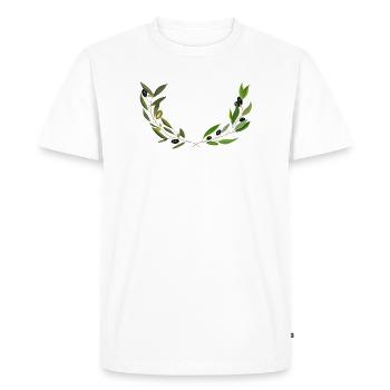 Olive branches Marseille handmade - Men's Premium Organic T-Shirt - white - Front - Nico (187cm)
