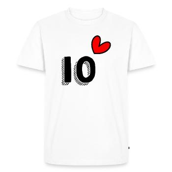 10. 10 ANS. 10e ANNIVERSAIRE. ANNIVERSAIRE 10 ANS. - T-shirt Premium bio Homme - blanc - Devant - Nico (187cm)