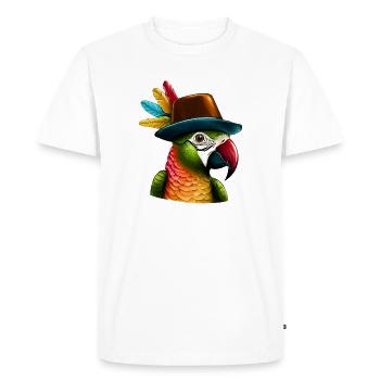 Parrot with Hat - Men's Premium Organic T-Shirt - white - Front - Nico (187cm)