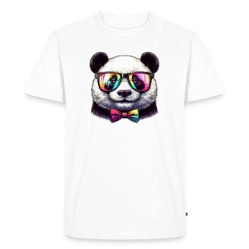Panda with Glasses and Bow Tie - Men's Premium Organic T-Shirt - white - Front - Nico (187cm)