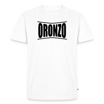 Idée cadeau t-shirt t-shirt Oronzo - T-shirt Premium bio Homme - blanc - Devant - Nico (187cm)