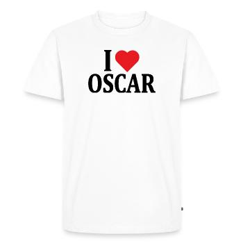 t-shirt I love Oscar t-shirt idée cadeau - T-shirt Premium bio Homme - blanc - Devant - Nico (187cm)