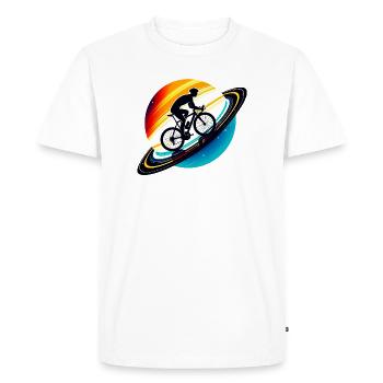 Cyclist on Saturn - Men's Premium Organic T-Shirt - white - Front - Nico (187cm)