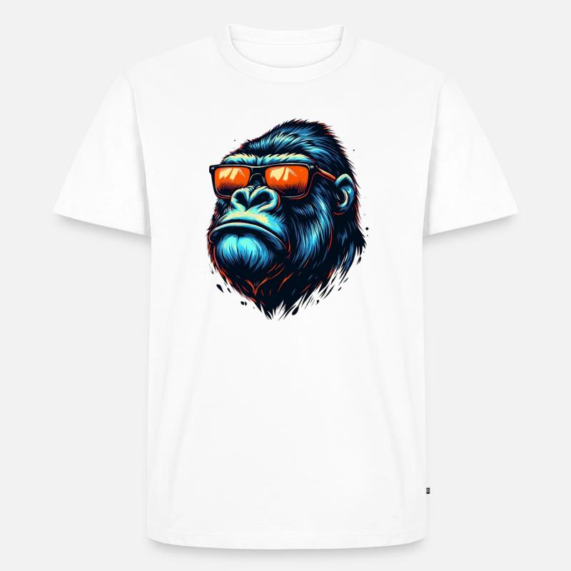 Gorillas mit Sonnenbrille - Männer Premium Bio T-Shirt - Weiß