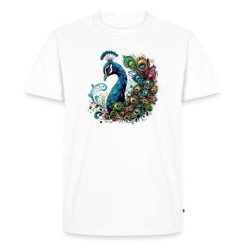 Peacock - Men's Premium Organic T-Shirt - white - Front - Nico (187cm)