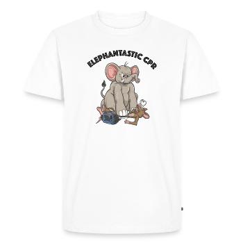 Caricature RCR - Elephantasric RCR - T-shirt Premium bio Homme - blanc - Devant - Nico (187cm)