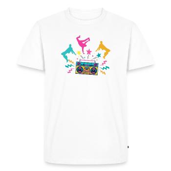 Boombox Neon Dancing Silhouettes - Men's Premium Organic T-Shirt - white - Front - Nico (187cm)