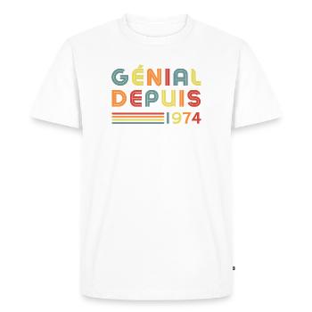 Génial Depuis 1974 - T-shirt Premium bio Homme - blanc - Devant - Nico (187cm)