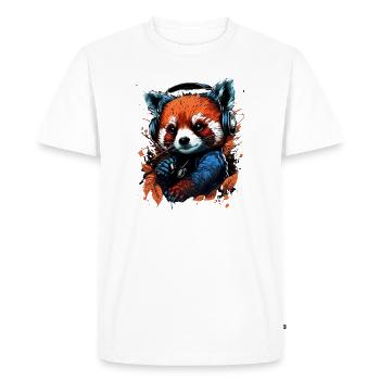 Cute music-loving red panda - Men's Premium Organic T-Shirt - white - Front - Nico (187cm)