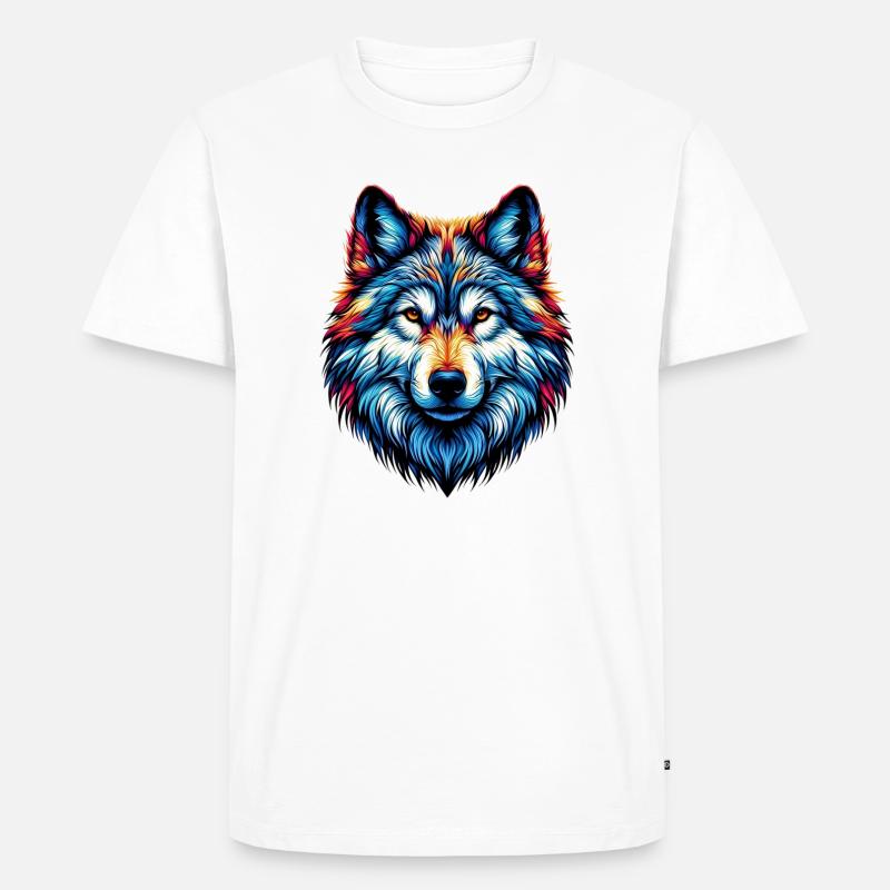 Wolf - Männer Premium Bio T-Shirt - Weiß