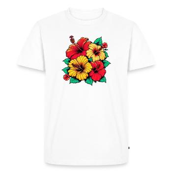 Fleurs d’hibiscus - T-shirt Premium bio Homme - blanc - Devant - Nico (187cm)