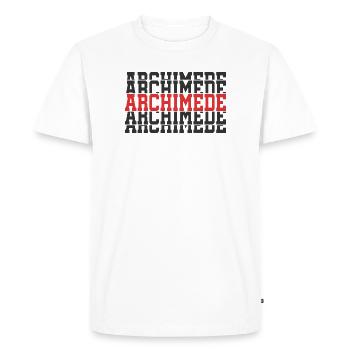 Archimede t-shirt texte empilé t-shirt cadeau - T-shirt Premium bio Homme - blanc - Devant - Nico (187cm)