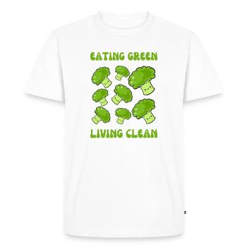 Vegetarian, eating green, living clean - Men's Premium Organic T-Shirt - white - Front - Nico (187cm)