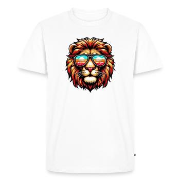 Lion avec des lunettes de soleil - T-shirt Premium bio Homme - blanc - Devant - Nico (187cm)