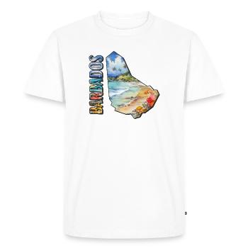 Carte à l’aquarelle Barbade - T-shirt Premium bio Homme - blanc - Devant - Nico (187cm)