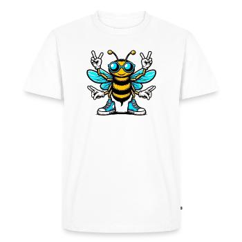 Abeille avec des lunettes de soleil - T-shirt Premium bio Homme - blanc - Devant - Nico (187cm)