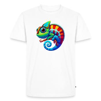 Chameleon - Men's Premium Organic T-Shirt - white - Front - Nico (187cm)