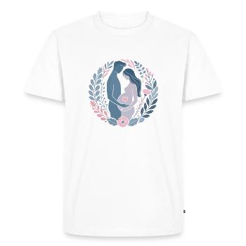 Futur parent amour floral enceinte annonce - T-shirt Premium bio Homme - blanc - Devant - Nico (187cm)