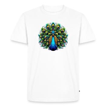 Peacock - Men's Premium Organic T-Shirt - white - Front - Nico (187cm)