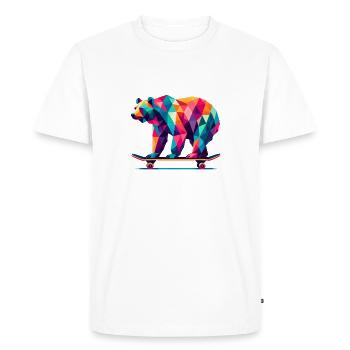 Géométrique Polygone Ours Planche à roulettes Art coloré - T-shirt Premium bio Homme - blanc - Devant - Nico (187cm)