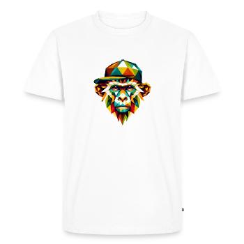 Geometric Monkey Art Cool Colorful Hipster Design - Men's Premium Organic T-Shirt - white - Front - Nico (187cm)